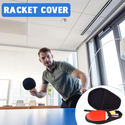 Proberos® Table Tennis Paddle Case, Ping Pong Racket Storage Case, Waterproof Thicken EVA Hard Shell Carbon Fiber Pattern Protective Storage Bag, Built in Mesh Ping Pong Ball Pocket