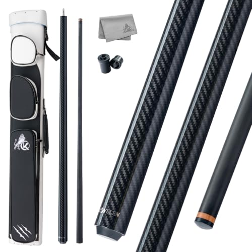 KONLLEN Carbon Fiber Break Cue, 58" 2-Piece Heavy Hitter Pool Break Cue Stick with 12.9mm Tip, Professional Billiards Break Stick - color: KL-HH-2-set