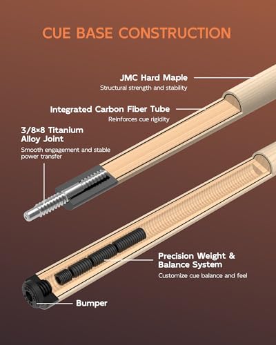 KONLLEN Maple Pool Cue Stick for Adults - Features Low Deflection Shaft, Titanium Alloy 3/8x8 Joint, and 12mm Tip - color: YA1-set
