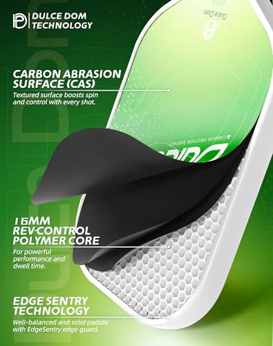Dulce DOM Pickleball Paddles Set of 2/4 - USAPA Approved, 4 Indoor Outdoor Pickleball Balls, Fiberglass Surface Paddle Racket with Cover Bag, Ideal Training Equipment Gift for Men & Women - color: Green*1