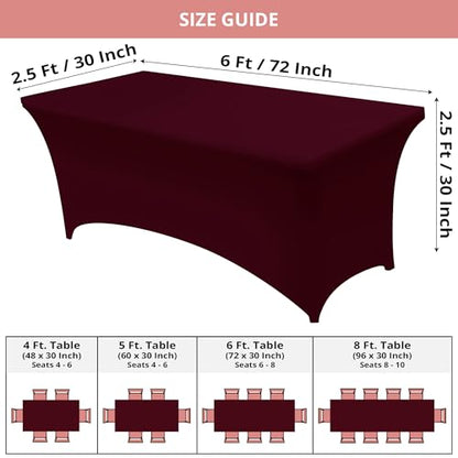 Utopia Kitchen Spandex Tablecloth 2 Pack [6FT, Burgundy] Tight, Fitted, Washable and Wrinkle Resistant Stretch Table Cloth Rectangle Cover for Trade Show, Weddings & Parties [72Lx30Wx30H Inch] - color: Burgundy, size: 6 Feet - 2 Pack