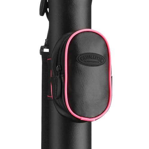 Casemaster Q-Vault Supreme Billiard/Pool Cue Hard Case, Holds 1 Complete 2-Piece Cue (1 Butt/1 Shaft) - color: Black with Pink Trim