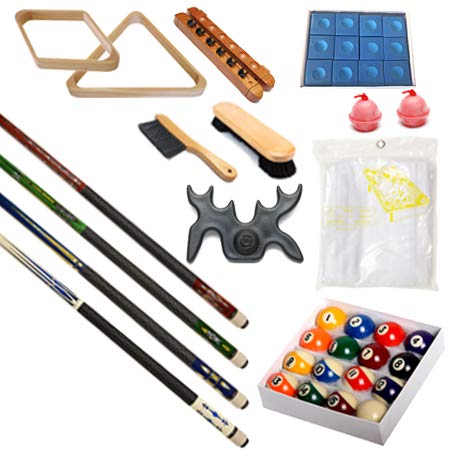 Pool Table - Premium Billiard 32 Pieces Accessory Kit - Pool Cue Sticks Bridge Ball Sets - color: Kit-12
