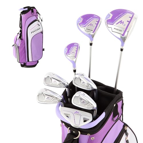 Precise M3 Complete Womens Golf Clubs Set, Includes Driver, Fairway, Hybrid, 7-PW Irons, Wedge, Putter, Stand Bag, 3 H/C's, Golf Clubs Women Right Handed - color: Purple, size: Tall Size +1"