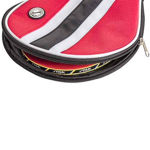 STIGA Ping Pong Paddle Cover – Padded Table Tennis Racket Case with Heavy-Duty Vinyl Construction, Zipper Closure, Reinforced Edge Protection for Travel and Storage - color: Red