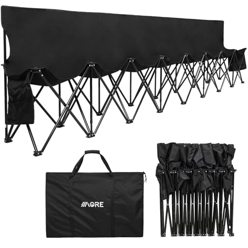 1MORE Soccer Bench - Portable Folding Team Bench, 8 Seats Foldable Sideline Benches, Soccer Chair with Bag & Backrest, Adult Team Chair for Football Camp Sport Events Outdoor Seating.Black - color: Black, style: With Backrest- 8 seats