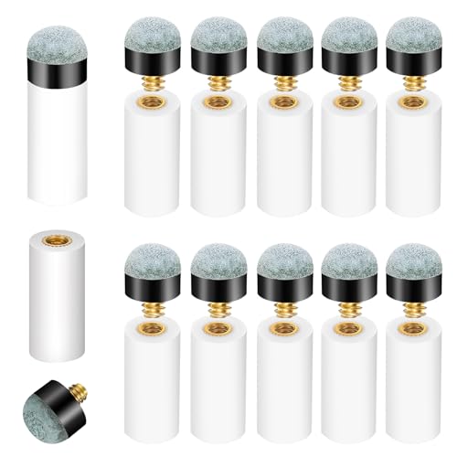 Ymapinc 10 Pack Pool Cue Tip Replacement Kit, 12mm Screw On Pool Sticks | Screw-On Durable Tip for Billiard Sticks, Billiard Stick Tips Replacement Kit for with White Cue Stick Ferrules
