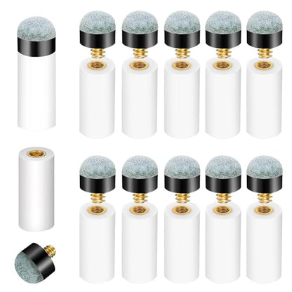 Ymapinc 10 Pack Pool Cue Tip Replacement Kit, 12mm Screw On Pool Sticks | Screw-On Durable Tip for Billiard Sticks, Billiard Stick Tips Replacement Kit for with White Cue Stick Ferrules