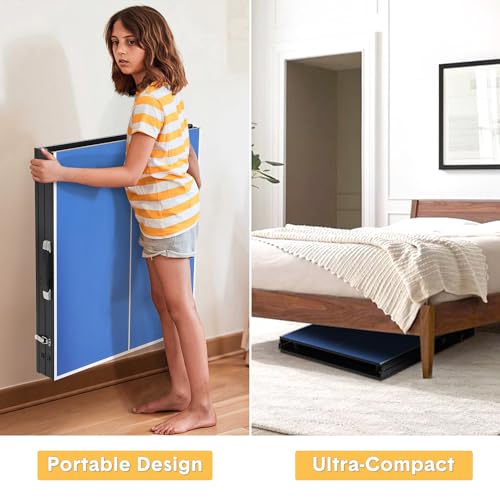 GarveeLife Portable Ping Pong Table, Indoor/Outdoor Ping Pong Table for Adults/Teens, Table Tennis Table with 2 Table Tennis Paddles and 3 Balls, 5 Minute Assembly, 60 x 26 x 27.5 in