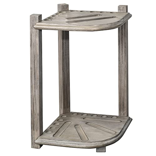 CROWN ME Deluxe Corner Floor Cue Rack, Pool Cue Holder - Smoky Finish, Solid Hardwood, Holds 10 Cues, 16.5-in W x 16.5-in D x 28-in H