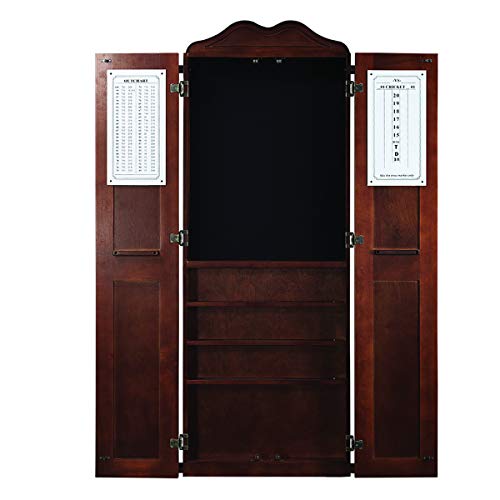 RAM Gameroom Chestnut Dartboard Cabinet Pool Cue Holder