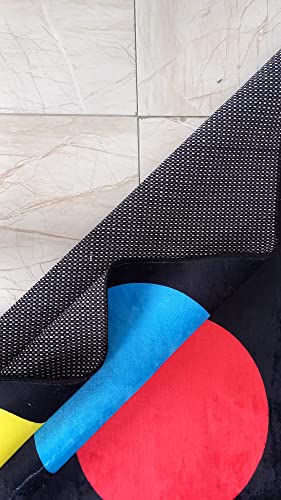 Family Game Party Twister Rug - Black Cotton Area Rug C1027S (31"x47"=80x120cm) for Kids - size: (31”x47”)=80x120cm