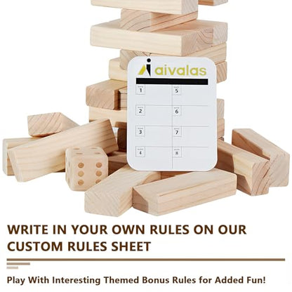 Aivalas X-Large Size Giant Tumble Tower, 60 Blocks Outdoor Games Stacking Games Includes Dice Carrying Bag Scoreboard, Stacking Over 5FT for Backyard Lawn Party Playing - size: XL-Over 5 FT-60PCS