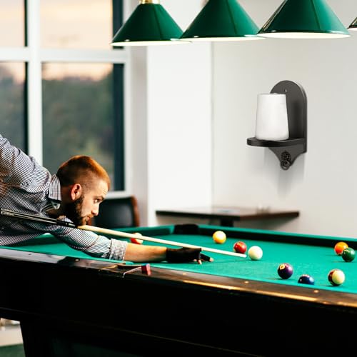 HMQQ Billiards Accessories: Wall Mounted Pool Chalk Holder, with a Natural Wood, Black Finish