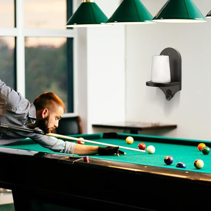 HMQQ Billiards Accessories: Wall Mounted Pool Chalk Holder, with a Natural Wood, Black Finish