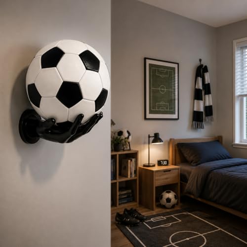 Basketball Holder Wall Mount Set of 2,Soccer Football Display Ball Storage | Basketball Room Decor, Black PVC, Easy to Install, Game Room Decor, Bedroom Decor, Space Saving