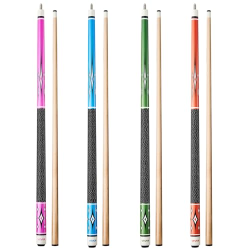 VEVOR Pool Cue, Pool Stick, 58 inch Billiard Pools Cue Stick with Multi-Layer Tip & ABS Connection Ring, Cues Sticks for Professional Pool Table, Bar, Home, Office - style: 4 Piece Pool Stick