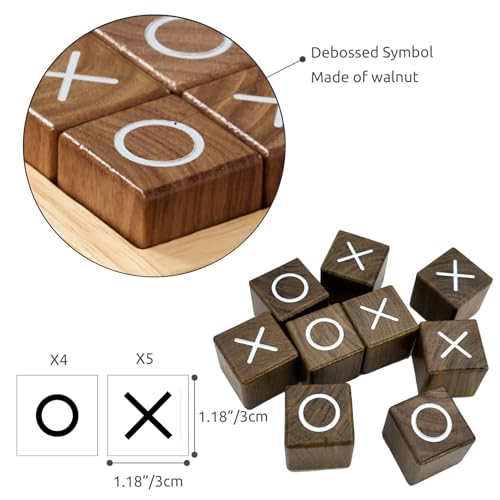 Tic Tac Toe Board Game Noughts Crosses Games Coffee Table Decor for All Ages Size 4 by 4 Inch