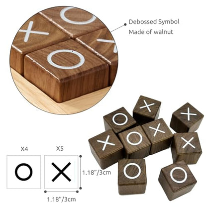 Tic Tac Toe Board Game Noughts Crosses Games Coffee Table Decor for All Ages Size 4 by 4 Inch