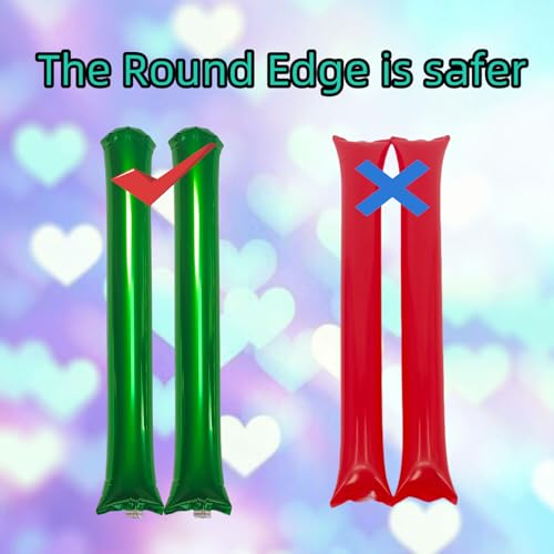 48pcs Round Head Boom Sticks Thunder Sticks Cheering Sticks Team Spirit Plastic Cheerleading Spirit Stick Clapper Inflatable Noise Maker Sports Supply (Metallic Green) - color: Metallic Green
