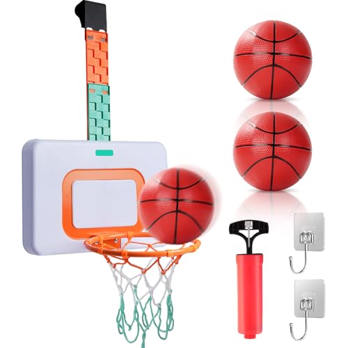 CYFIE Adjustable Basketball Hoop Toys Toddler, Indoor/Outdoor Hanging Basketball Hoop with Sturdy Backboard & 3 Balls, Basketball Toys for Adult Boy Girl Teens Kid 3 4 5 6 7 8 9 10+