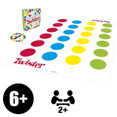 Hasbro Gaming Twister Partyspiel für Familien und Kinder, Twister Spiel ab 6 Jahren, klassisches Spiel für drinnen und draußen - style: Twister Classic
