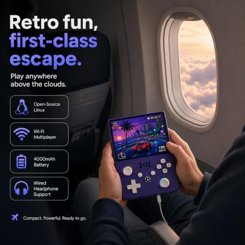 R36MAX2 Retro Handheld Game Console, 4.5-Inch 1024x768 IPS Screen, 128GB 22000+ Classic Games, Open Source Linux System, Dual Arcade Joysticks, 4000mAh Battery, Portable Case, (Black) - color: Black
