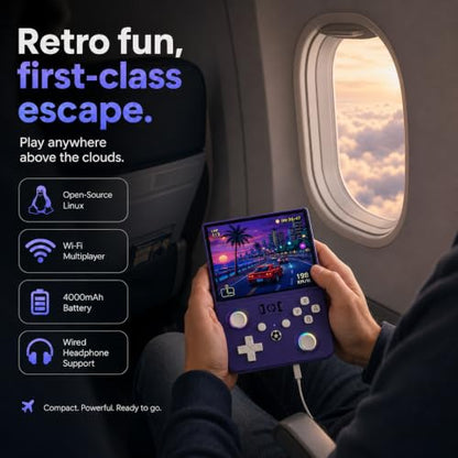 R36MAX2 Retro Handheld Game Console, 4.5-Inch 1024x768 IPS Screen, 128GB 22000+ Classic Games, Open Source Linux System, Dual Arcade Joysticks, 4000mAh Battery, Portable Case, (Purple) - color: Purple