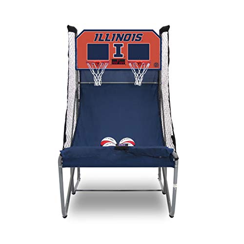 Pop-A-Shot - Home Dual Shot with NCAA Graphics l Sensor Scoring l 16 Game Modes l 7 Balls l Foldable Storage l for All NCAA Fans - style: Illinois Fighting Illini