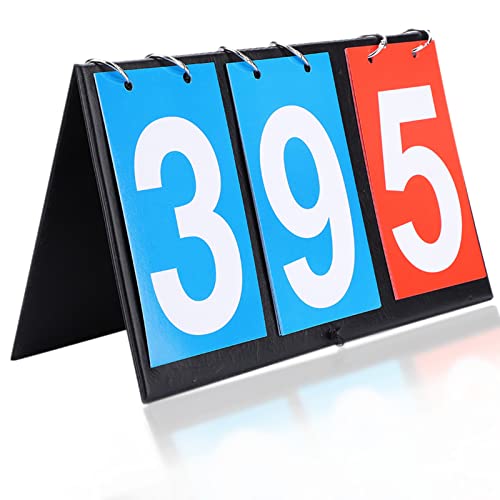 Portable Scoreboard, 2/3/4 Digit Flip Sports Scoreboard Score Counter for Table Tennis Basketball(3 Digit)