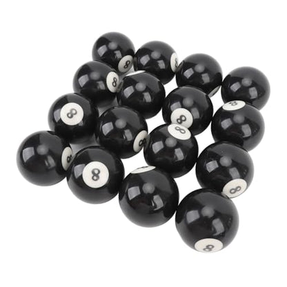 Keenso Billiard Black Eight Ball Set, 16 Pcs 2.3 Inch Pool Eight Ball Resin Billiard 8 Balls