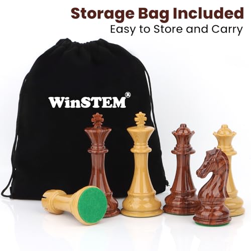 High Polymer Weighted Chess Pieces Only - 3.75'' King - Extra 2 Queens, Standard Tournament Chessmen for Chess Board Game or Replacement of Missing Pieces (No Board), Storage Bag Included