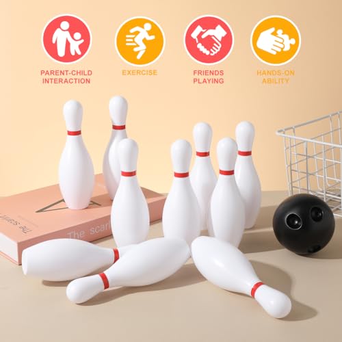 STOBOK Kids Bowling Set with 10 Plastic Pins & 2 Balls, Indoor Outdoor Sports Toy for Toddler Games, Educational Toy Party Favors for Boys Girls Ages 3-5, 5.9in Tall