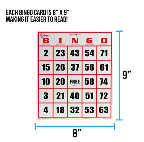 Regal Bingo Red Professional Bingo Game Set with 11" Wheel Cage, 75 Bingo Balls, Master Board, 18 Bingo Cards & 25 Jumbo Reusable Cards, and Colorful Chips - Bingo Games for Adults Large Group - color: Professional Red