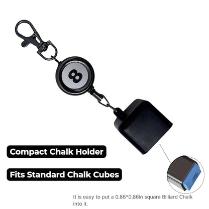 2-Pack Retractable Pool Chalk Holders with Belt Clip & Keychain | Billiard Cue Chalk Keeper Case for Snooker Game Training & Practice Accessories