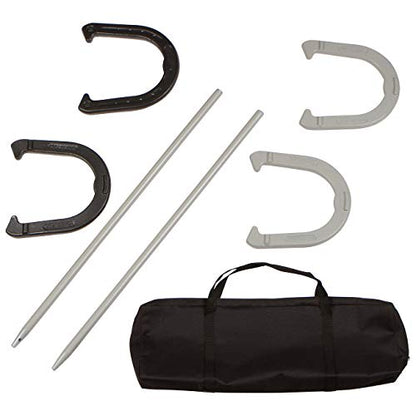 Trademark Innovations Premium Reinforced Carbon Steel Horseshoe Set with Carry Bag (Black and Gray)
