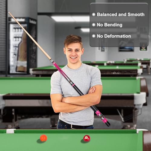 Pool Cue Stick,Pro Cue with Hard Case,Pool Sticks for Adults,Womens Pool Cue,Pool Cues for Men,58inch 19-21oz Billiard Stick Pool Cue Set,Pink/Orange/Green - color: Pink