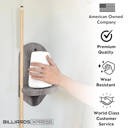 Elegant Wall Mounted Pool Table Chalk Cone Holder - Extra-Sturdy with Beveled Edge and Hardware - Gray