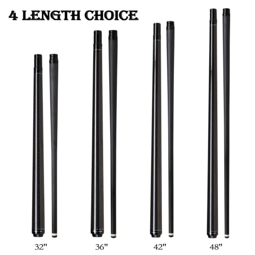 Carbon Fiber Short Pool Cue,32"/36"/42"/48" Low Deflection Kids Pool Cue,Professional Carbon Fiber Billiard Cue Shaft 5/16×18 - color: 48",12.5mm Tip