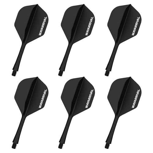 Integrated Dart Flights,All in One Dart Flights and Stems for Unbreakable Use,Universal 2BA Fit for Instant Setup,PP Material Integrated Dart Flights and shafts for Stability - style: 6 Pack