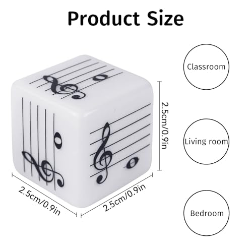 oyeftp Fun Five-Line Staff Music Note Dice for Theory Learning, Large 20mm Educational Dice Set, Includes Treble Clef & Bass Clef Dice for Classroom Music Games - style: Music Note Dice