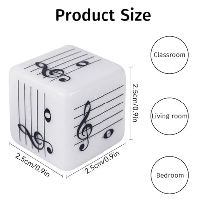 oyeftp Fun Five-Line Staff Music Note Dice for Theory Learning, Large 20mm Educational Dice Set, Includes Treble Clef & Bass Clef Dice for Classroom Music Games - style: Music Note Dice