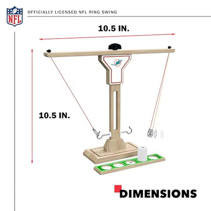 Wild Sports NFL Miami Dolphins Wooden Ring Swing Battle - Head-to-Head Ring Toss Hook & Ring Game for NFL Fans
