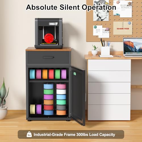 180L 3D Printer Filament Storage Cabinet with Dehumidifier(60W drying power, <8W avg. consumption| Industrial Sealed Dehumidifying Stand Cabinet Holds 40 Rolls -Compatible with PLA/ABS/TPU/PETG - color: Black