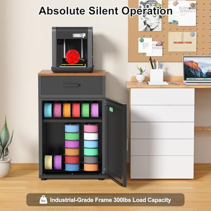 180L 3D Printer Filament Storage Cabinet with Dehumidifier(60W drying power, <8W avg. consumption| Industrial Sealed Dehumidifying Stand Cabinet Holds 40 Rolls -Compatible with PLA/ABS/TPU/PETG - color: Black