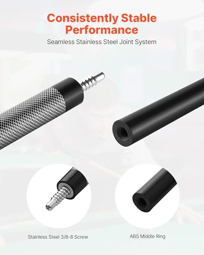VEVOR Pool Cue, Pool Stick, 58 inch Billiard Pools Cue Stick with Multi-Layer Tip & ABS Connection Ring, Cues Sticks for Professional Pool Table, Bar, Home, Office - style: 1 Piece Pool Stick