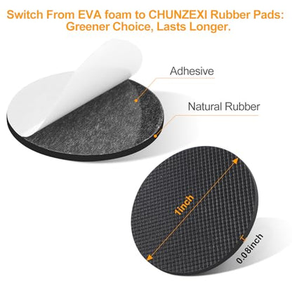 CHUNZEXI Non Slip Rubber Furniture Pads & Grippers, Self Adhesive Round Floor Protectors for Chair & Table Legs and Feet, 1 Inch, 48 Pack, Round - size: 1 inch 48 Round