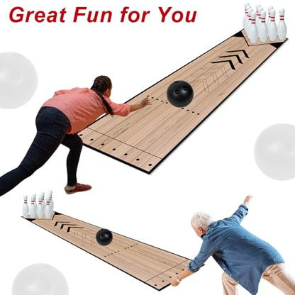 Mini Bowling Set, Indoor & Outdoor Home Bowling Set, Bowling Alley Set with Lane, Bowling Pins & Ball Set