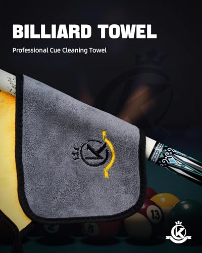 KONLLEN Billiards Billiard cue Towel - 100% Cotton Black 8-Ball Pool Cue Clean Towel Maintenance Accessories Cleaning Set Shaft Wax + Cleaning Powder + - color: Yellow-2 pcs