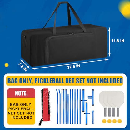 Pickleball Net Set Replacement Bag, [Thick Fabric+Front Pocket] Portable Pickle Ball Carrying Case For Badminton Net | Heavy-Duty Water-Resistant Storage Bag| With Sturdy Handle, Black